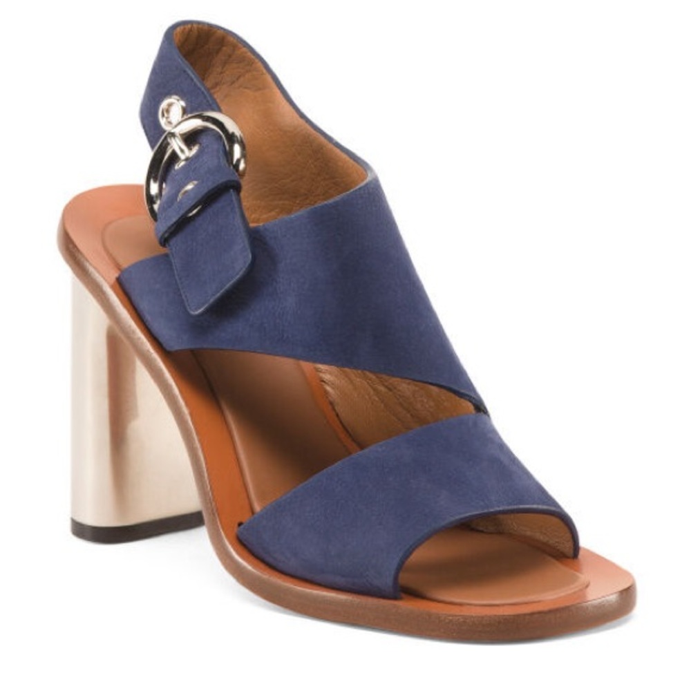 Celine - Cline Blue Suede Heel with Silver Heel